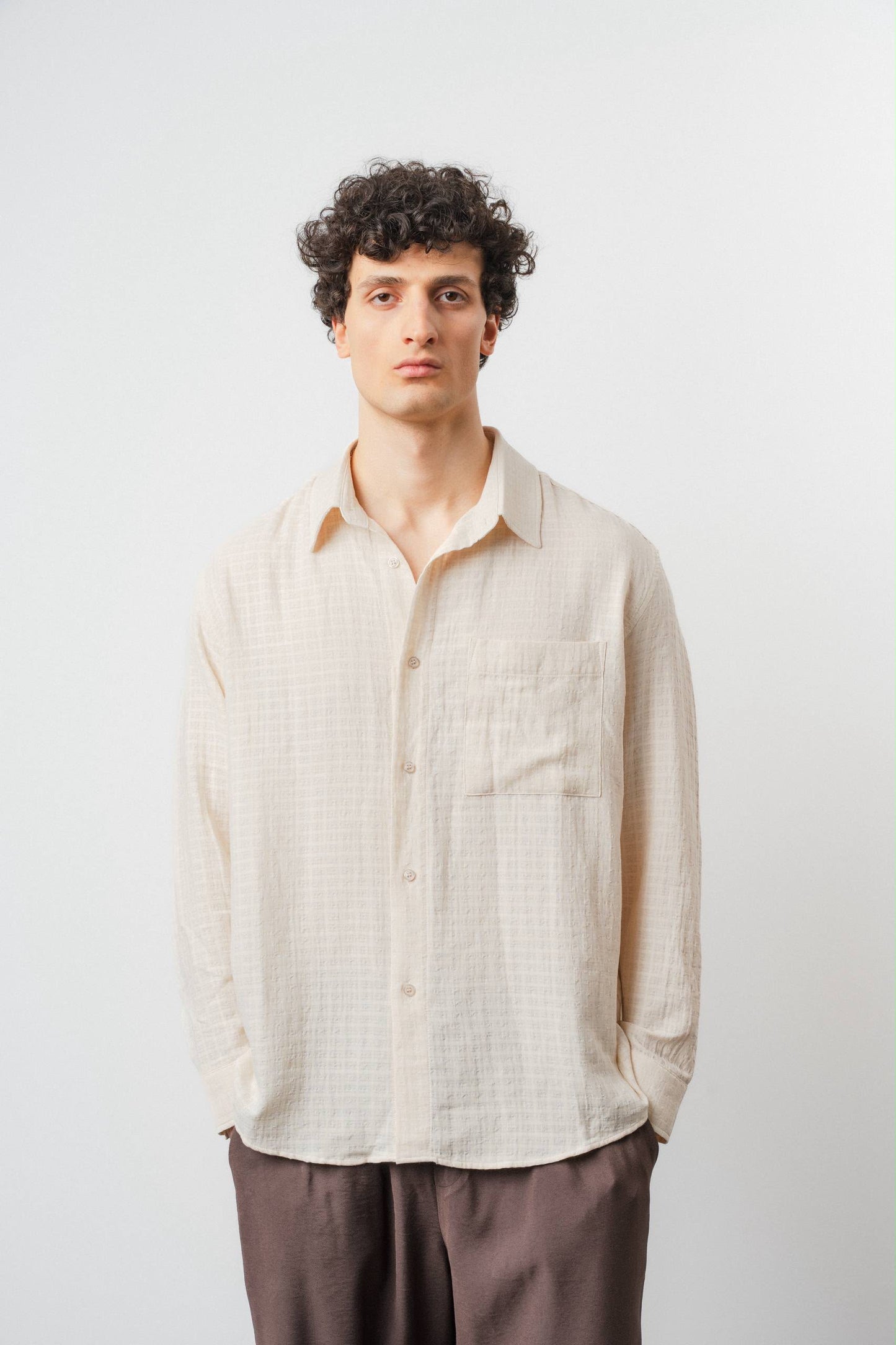 Light Yellow Textured Shirt – Relaxed Summer Fit