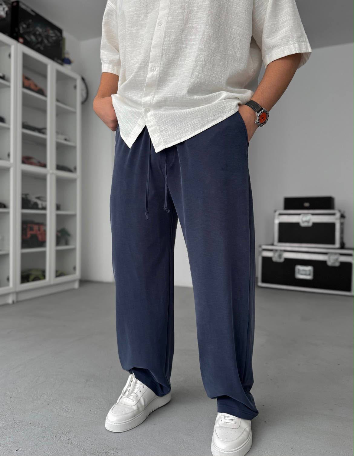Wide-Leg Pants – Relaxed Drawstring Fit