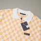 Louis Vuitton Orange & White Checkered Polo Shirt – Textured Knit Design