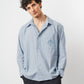 Classic Sky Blue Striped Shirt – Embroidered Crest Detail