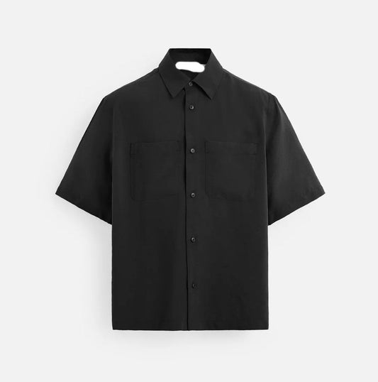 Essential Black Short Sleeve Shirt – Minimal Luxury Fit