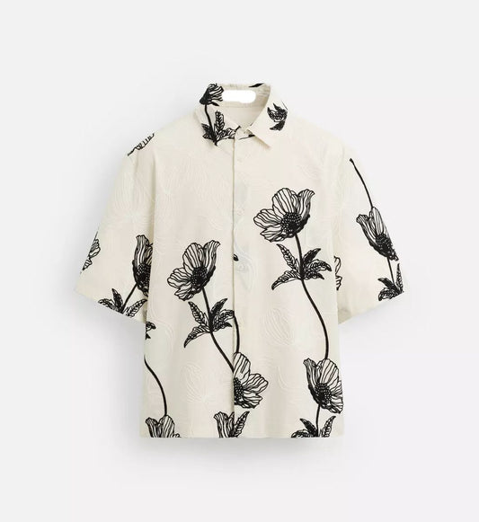 White Floral Embroidered Shirt – Relaxed Summer Fit